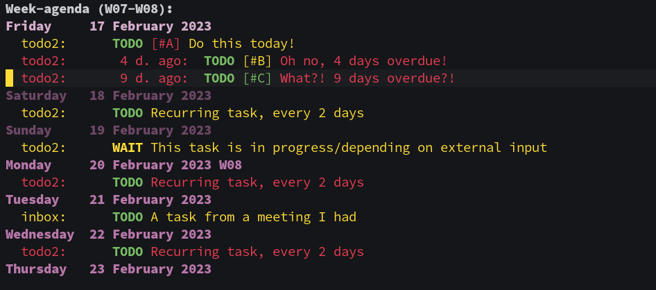 Note: I created a todo2.org file for the purpose of demonstration